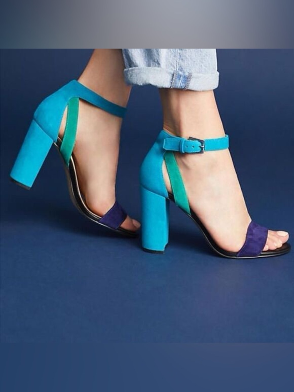 Botkier Gianna Colorblock Suede Heel Sandals Size 7.5